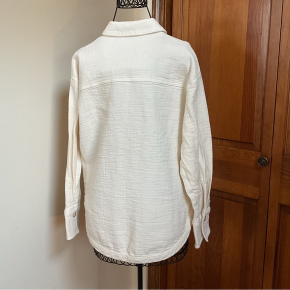 Zara Cream Button-Up Shirt/Jacket, Medium - Picture 4 of 8
